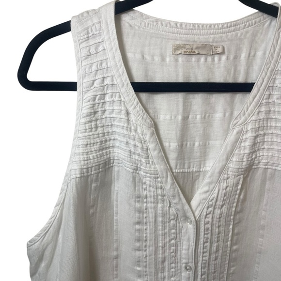 Prana Nieves sleeveless tank top pin tuck white large - Picture 4 of 11